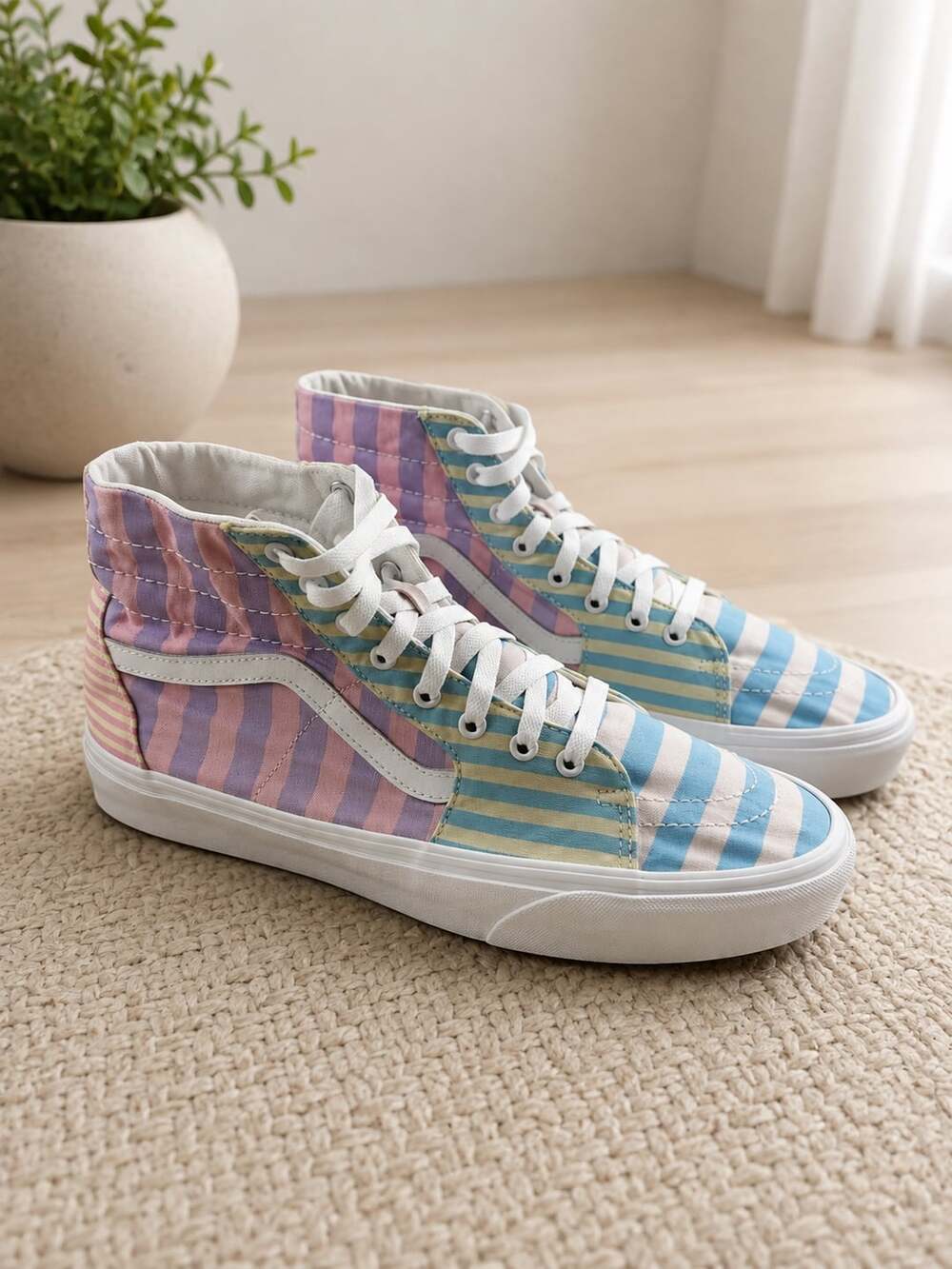 Vans Sk8-Hi Skate Shoe - Women's 13 US Pastel Stripes / Multicolor